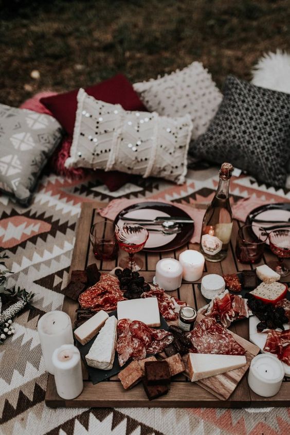 We love this rosÃ© inspired charcuterie board for a fun and romantic elopement wedding reception | image by Kerra Leigh Photography