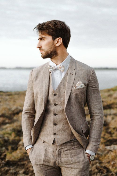 LinnÃ¨o Archivable Clothing brown linen groom suit