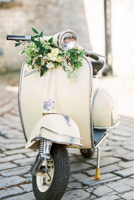 Vespa (Virginia's Vintage Hire) Heirloom & Grace Shoot styled and planned by WeddingCreations UK Photographed by BowtieandBelle Photography