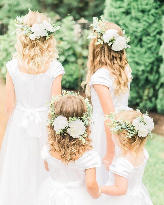 Flower Girls with the most lovely flower crowns. Manda Weaver Photography Flourish Floral Artistry St Michaels Maryland, Eastern Shore Wedding