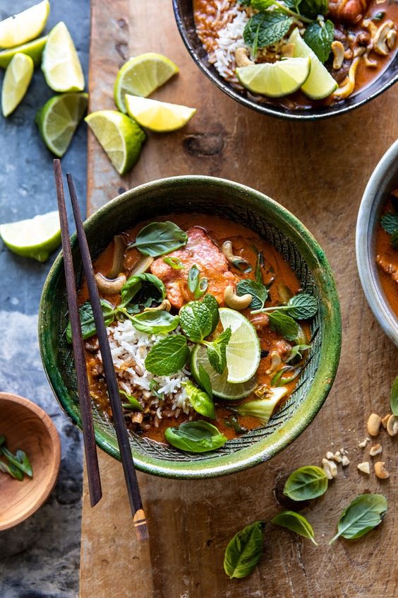 Saucy 30 Minute Thai Basil Salmon Curry | halfbakedharvest.com #healthyrecipes #salmon #curry #winterrecipes #thairecipes