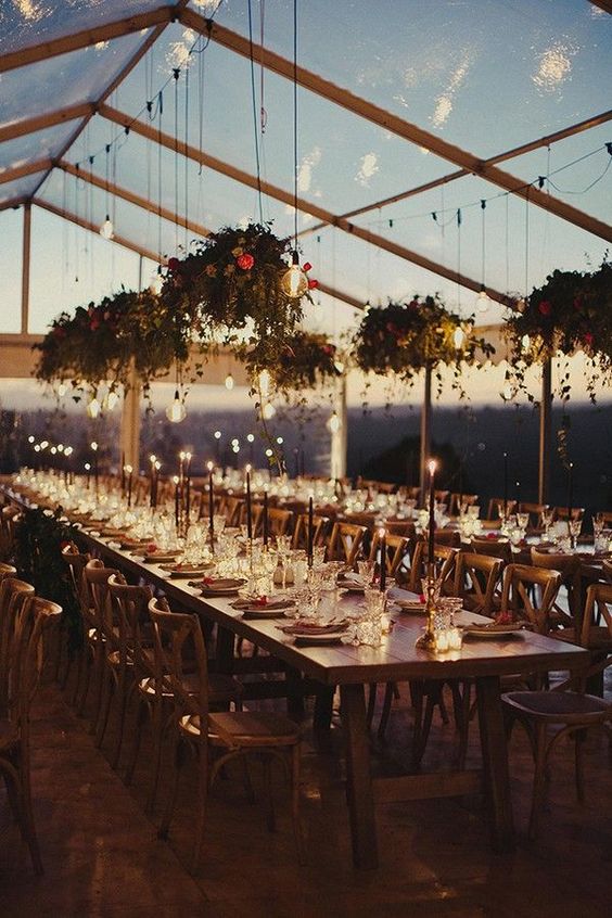 Weddings: romantic tented wedding reception ideas with light...