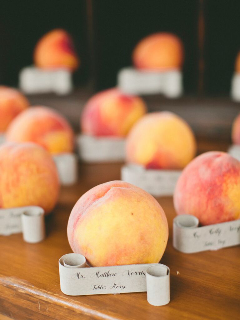 Fresh peach escort card idea